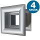 Quadratische Türgitter 29 x 29 mm – Kunststoff metallic grau – 4-Stück-Packungthumbnail