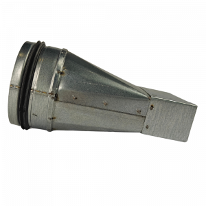 Reduzierstück von rechteckig 200mm x 40mm zu rund Ø 125mm