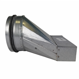 Flackanal Reduzierung Asymmetrisch von 200mm x 40mm auf rund Ø 125mm
