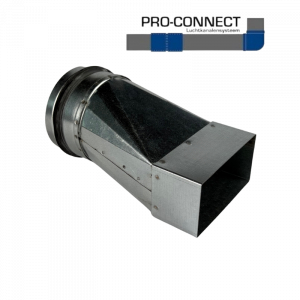 Flachkanal Reduzierung asymmetrisch von 110 x 55mm auf Wickelfalzrohr Ø 100mm - Stahl [Pro-C]