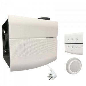 Orcon MVS-15RHBP Wohnventilator - 550 m3/h - Perilex - mit integriertem Feuchtigkeitssensor und RF-Fernbedienung + 4 Luftventile