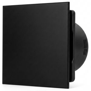 Whisper Pro-Design Badlüfter – mit Nachlauf – Ø 100 mm - flaches Kunststoff - matt Schwarz - Schwarzer Ventilator