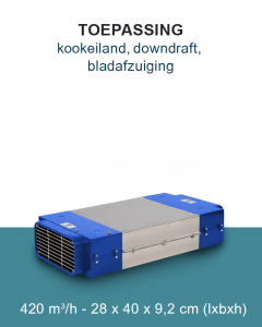 PuriVent DOMINO Filter für Kochfeld mit integriertem Dunstabzug – 400 m3/h – 220 x 90 mm