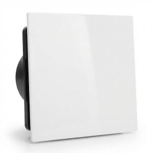 Whisper Pro-Design Badezimmerlüfter - Ø100 mm - mit Nachlauf – flacher Kunststoff – Weiß - schwarzer Ventilator Whisper Pro-Design Badezimmerlüfter - Ø100 mm - mit Nachlauf – flacher Kunststoff – Weiß - schwarzer Ventilator