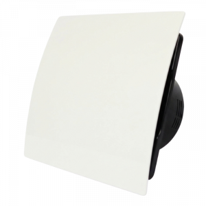 Whisper Pro-Design Badezimmerlüfter - Ø100 mm - Ein/Aus – Gewölbtes Kunststoff – Weiß - schwarzer Ventilator