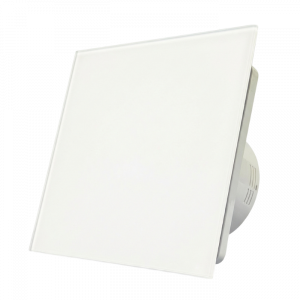 Whisper Pro-Design Badezimmerlüfter - Ø125mm – mit Nachlauf - flaches glas - matt Weiß