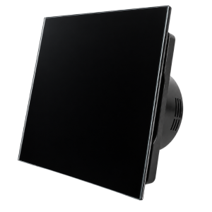  Whisper Pro-Design Badlüfter – mit Nachlauf + Feuchtigkeitssensor – Ø 125 mm – flaches GLAS – glänzend Schwarz - Schwarzer Ventilator