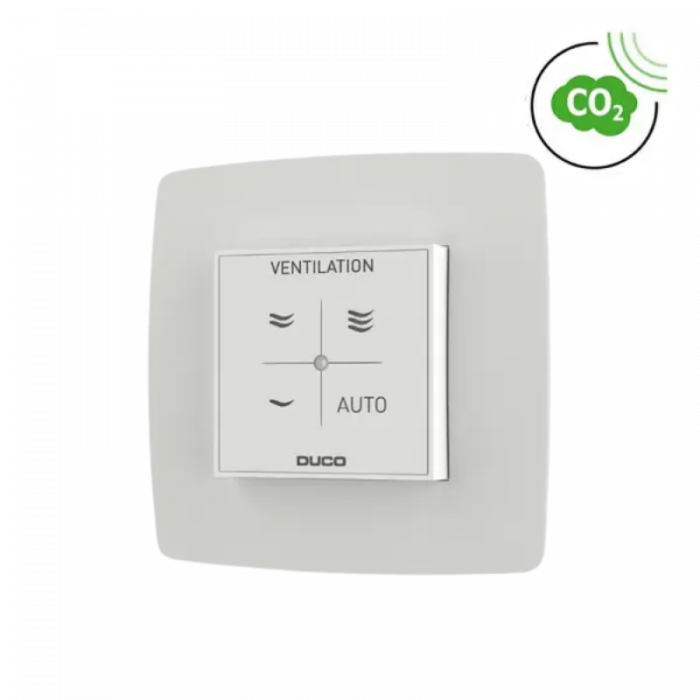 DucoBox Silent 2.0 All-In-One CO₂ – 400 m³/h – Eurostecker - integrierter Feuchtigkeitssensor + RF-Steuerung mit CO₂-Sensor + CO₂-Raum-Sensor