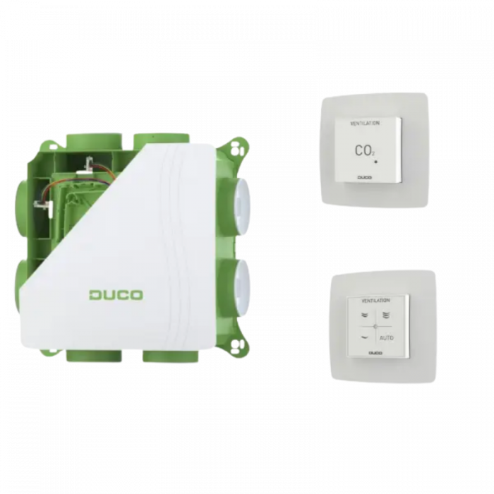 DucoBox Silent 2.0 All-In-One CO2 BD - 400 m3/h - Randaarde - integrierter Feuchtigkeitssensor + RF-Fernbedienung + CO2-Raumfühler
