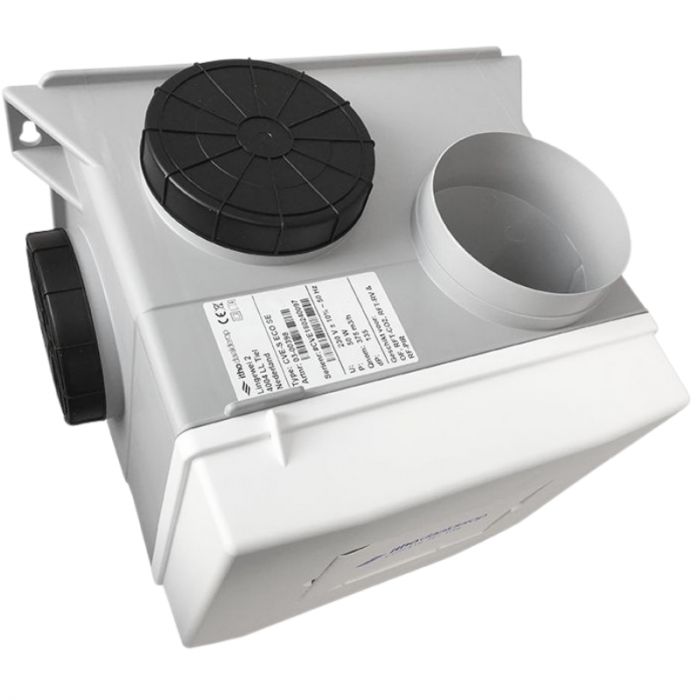 Itho Daalderop Optima Inside CVE-S ECO HP - Wohnhausventilator - 468 m3/h - Perilex & zusätzlicher Eurostekker - Integrierter Feuchtigkeits- und CO2-Sensor