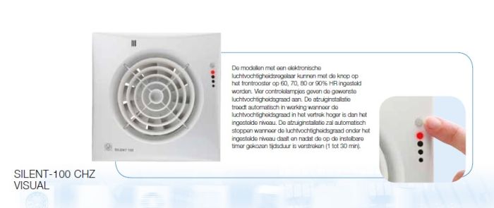 Badlüfter Soler und Palau Silent (100CHZ VISUAL) Ø 100mm - Mit Nachlauf + Mit Feuchtigkeitssensor