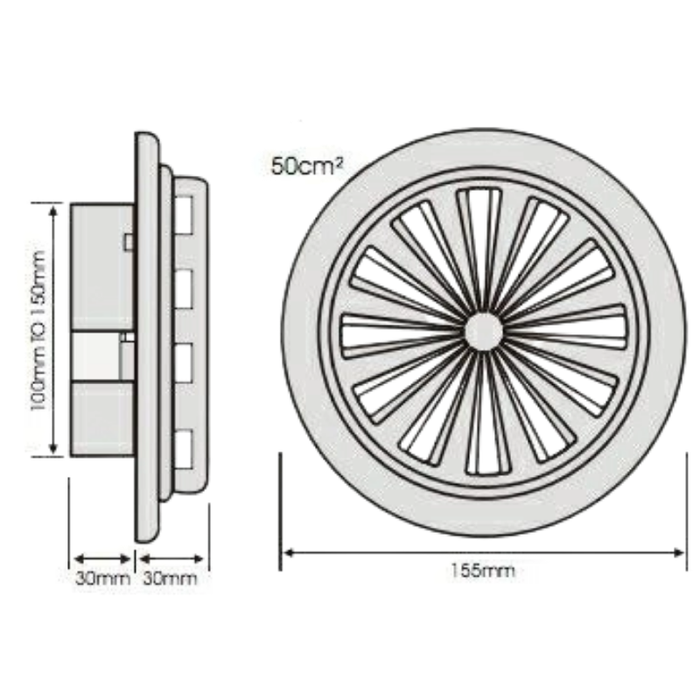 Tellerventil Kunststoff - Zuluft und Abluft - Multi-fit