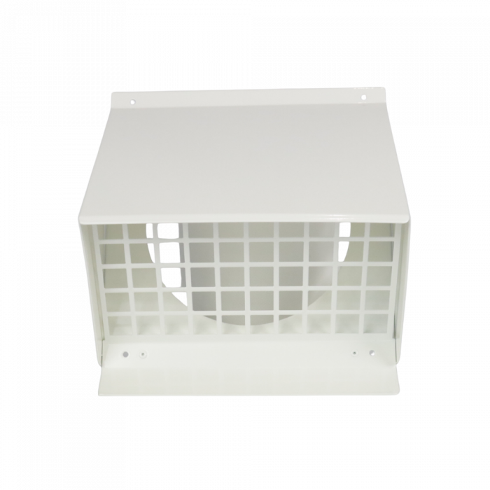 Aluminium-Wetterschutzgitter – hohe Durchlässigkeit (geeignet für WRG) – für 125-mm- bis 150-mm-Rohr – Weiß Aluminium-Wetterschutzgitter – hohe Durchlässigkeit (geeignet für WRG) – für 125-mm- bis 150-mm-Rohr – Weiß