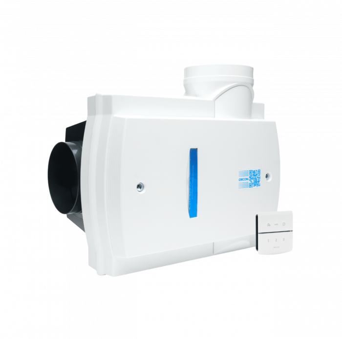 Orcon Compact-10RH - 355m3/h - Erdungsstecker - mit integriertem Feuchtigkeitssensor und Fernbedienung 15RF Orcon Compact-10RH - 355m3/h - Erdungsstecker - mit integriertem Feuchtigkeitssensor und Fernbedienung 15RF