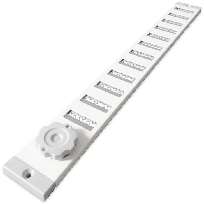 Abschließbares Schiebegitter Aluminium - Aufbaumontage 370 x 40 mm - weiß Abschließbares Schiebegitter Aluminium - Aufbaumontage 370 x 40 mm - weiß