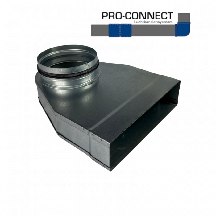 Flachkanal Umlenkwinkel 90° 220 x 55mm mit Rohranschluss Ø 125mm - Stahl [Pro-C]