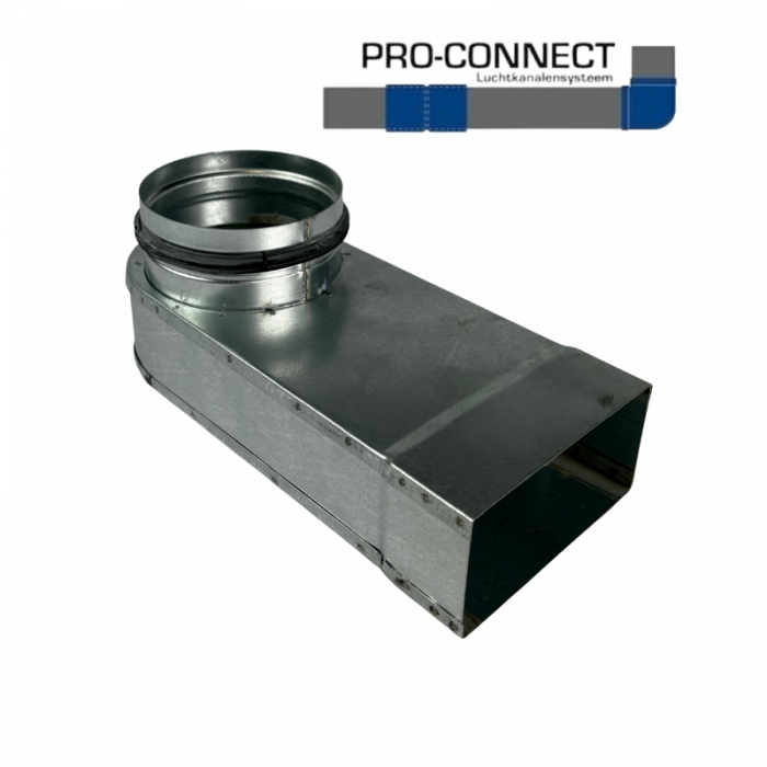Flachkanal Umlenkwinkel 90° 110 x 55mm mit Rohranschluss Ø 100mm - Stahl [Pro-C]