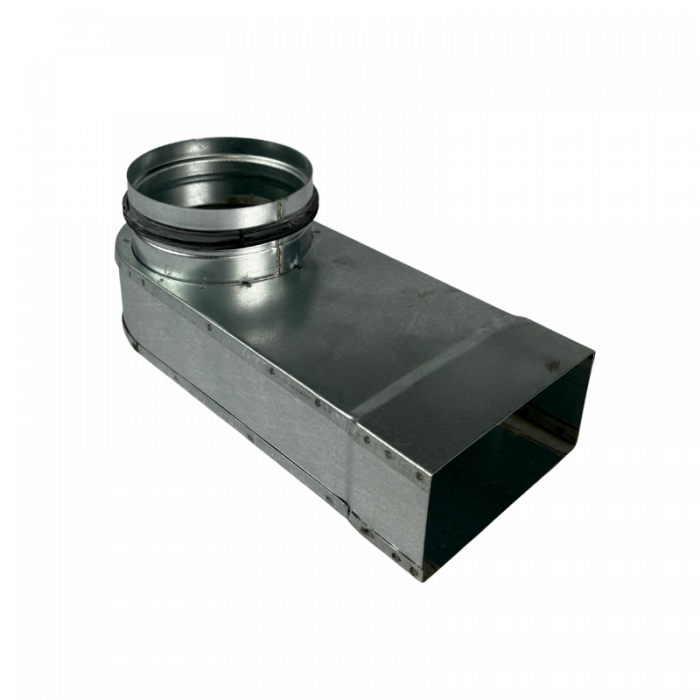 Flachkanal Umlenkwinkel 90° 110 x 55mm mit Rohranschluss Ø 100mm - Stahl [Pro-C]
