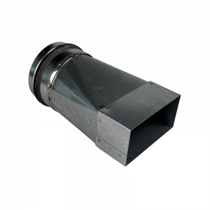 Flachkanal Reduzierung 110 x 55mm auf Wickelfalzrohr Ø 100mm - Stahl [Pro-C]