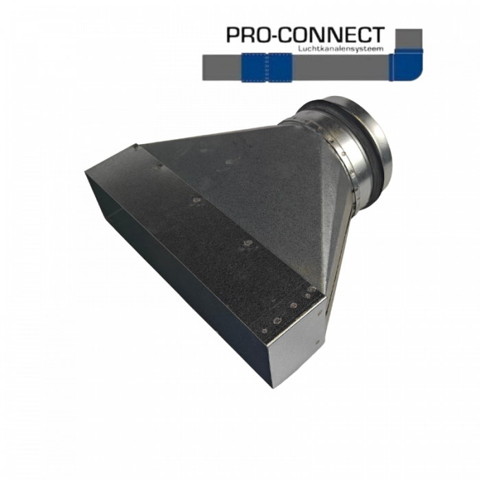 Flachkanal Reduzierung symmetrisch 220 x 55mm auf Wickelfalzrohr Ø 100mm - Stahl [Pro-C]