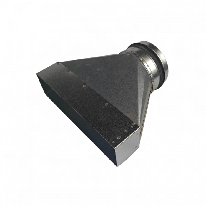 Flachkanal Reduzierung symmetrisch 220 x 55mm auf Wickelfalzrohr Ø 125mm - Stahl [Pro-C]