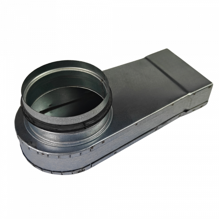 Rechteckige (Einsturz) Umlenkstück 100mm x 40mm mit Anschluss Ø 100mm