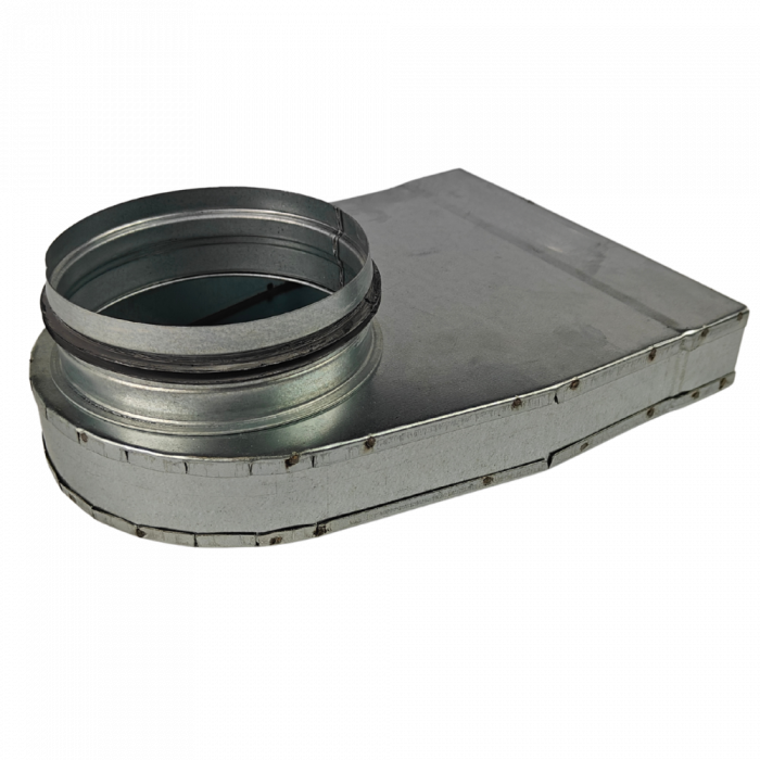 Rechteckiger (Einsturz-)Umlenkstück 200mm x 40mm mit Anschluss Ø 125mm