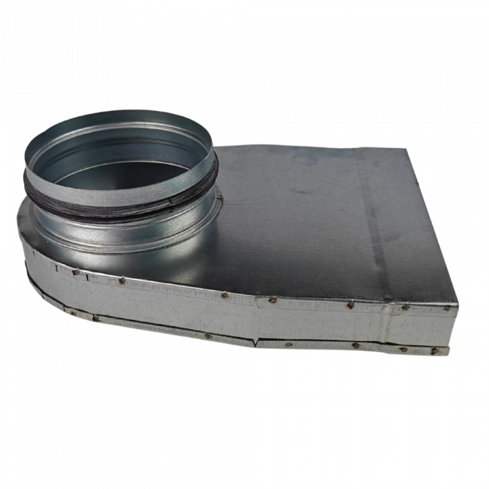 Rechteckiger (Einsturz-)Umlenkstück 200mm x 40mm mit Anschluss Ø 125mm
