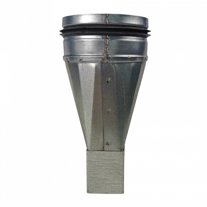 Reduzierstück von rechteckig 200mm x 40mm zu rund Ø 125mm