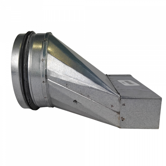Flackanal Reduzierung Asymmetrisch von 200mm x 40mm auf rund Ø 125mm