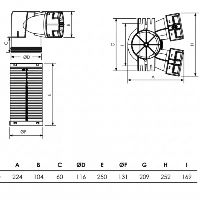 Vent-Axia Uniflexplus+ Ventilkollektor für 2x Ø90mm Vent-Axia Uniflexplus+ Ventilkollektor für 2x Ø90mm