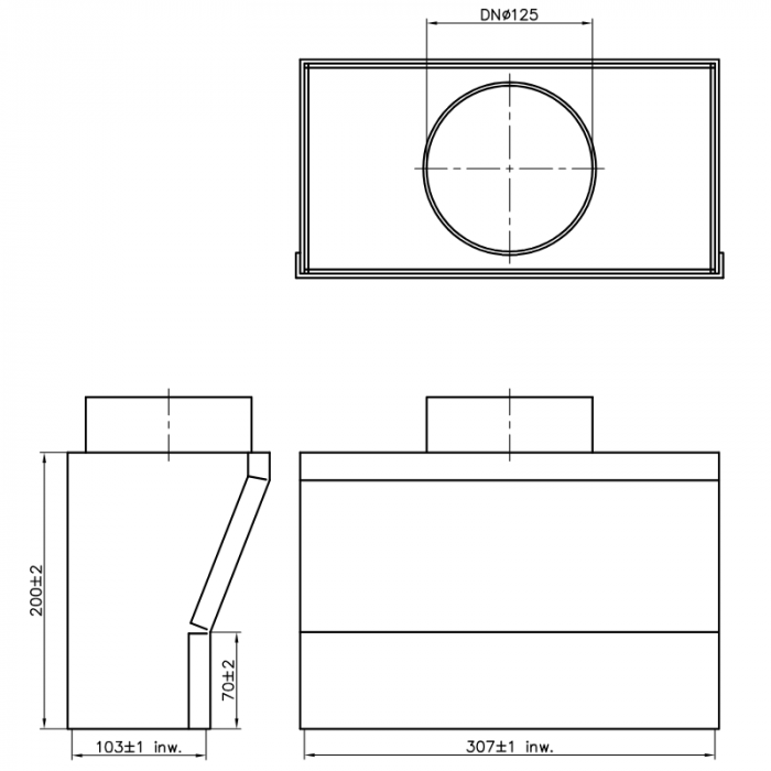 Gerader Gitterrostschuh 305 x 102 mm mit Anschluss Ø 125 mm