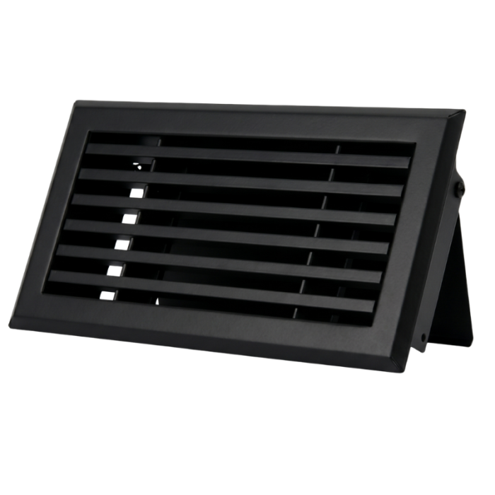 Wandroster mit Regelventil - 200 x 100mm - Stahl - Schwarz RAL 9005 Wandroster mit Regelventil - 200 x 100mm - Stahl - Schwarz RAL 9005
