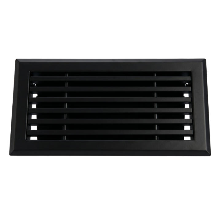 Wandroster mit Regelventil - 200 x 100mm - Stahl - Schwarz RAL 9005 Wandroster mit Regelventil - 200 x 100mm - Stahl - Schwarz RAL 9005