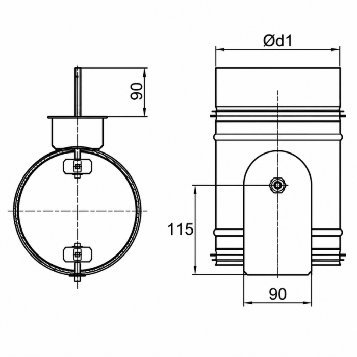 Regelventil Ø 100 mm mit Motorsitz zur Montage des Servomotors - luftdicht - mit Dichtung Regelventil Ø 100 mm mit Motorsitz zur Montage des Servomotors - luftdicht - mit Dichtung