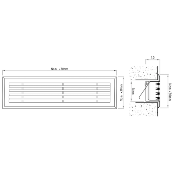 Wandroster mit Regelventil - 200 x 100mm - Stahl - Schwarz RAL 9005 Wandroster mit Regelventil - 200 x 100mm - Stahl - Schwarz RAL 9005