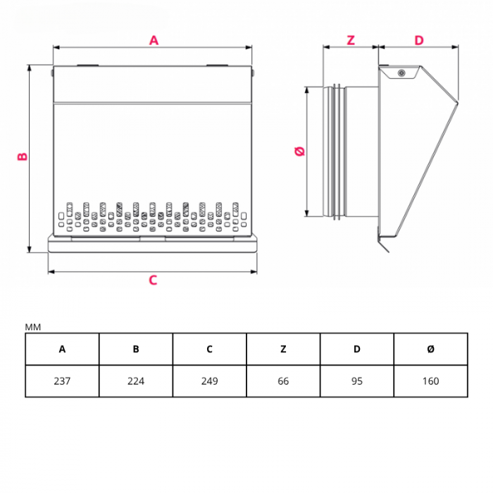 Whisper Luxe Design Wetterschutzgitter 160mm - Zuluft - GRAPHITGRAU Whisper Luxe Design Wetterschutzgitter 160mm - Zuluft - GRAPHITGRAU