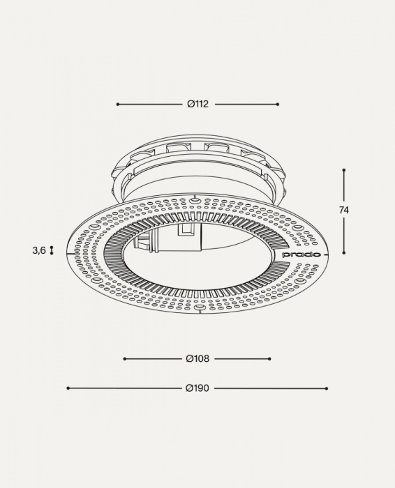 Pradovent -Trimless- einstellbares Ventil (Zufluss & Abfluss) - Ø 125mm - Schwarz