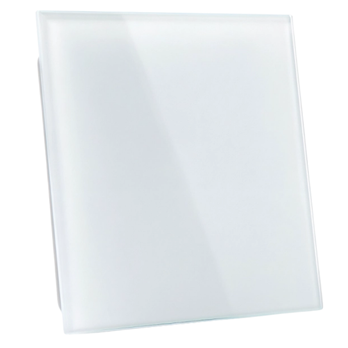 Whisper Pro-Design Badlüfter - Ø100mm - mit Nachlauf-Timer und Feuchtigkeitssensor - flaches Glas - matt weiß