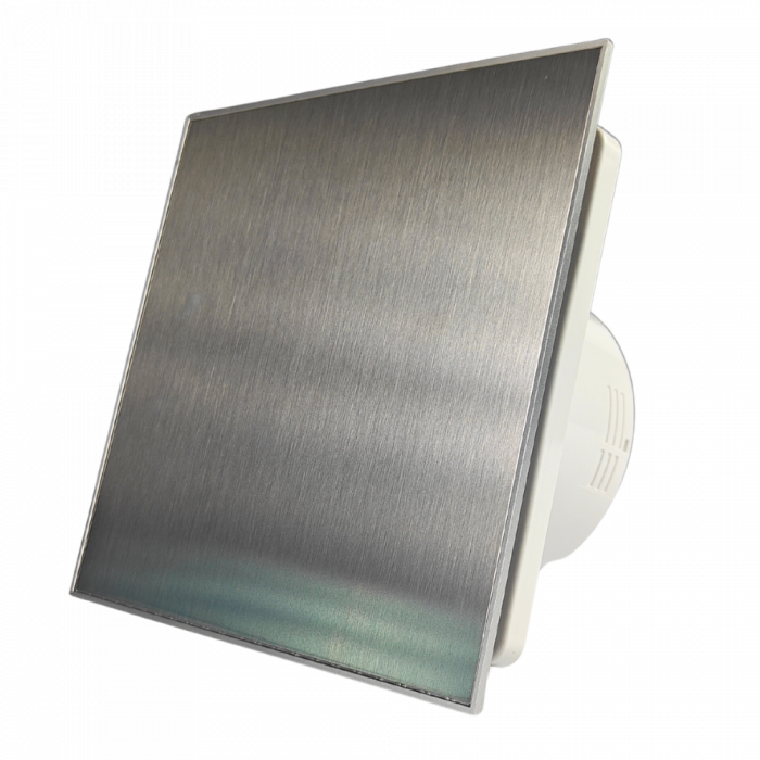 Whisper Pro-Design Badezimmerlüfter - Ø100 mm - Ein/Aus – Edelstahl flach