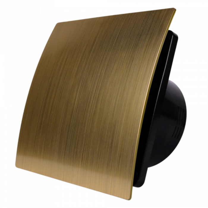 Whisper Pro-Design Badlüfter – mit Nachlauf + Feuchtigkeitssensor – Ø 100 mm – Kunststoff – Gold - Schwarzer Ventilator Whisper Pro-Design Badlüfter – mit Nachlauf + Feuchtigkeitssensor – Ø 100 mm – Kunststoff – Gold - Schwarzer Ventilator