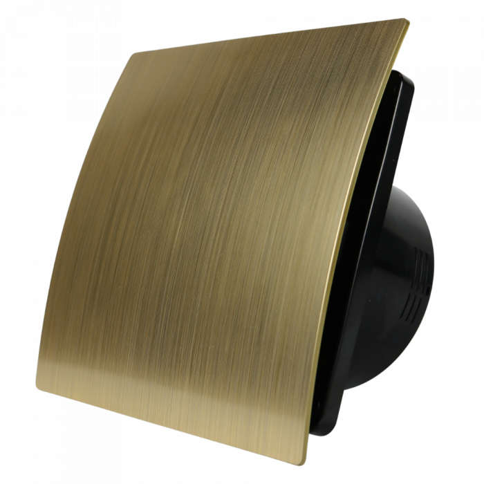 Whisper Pro-Design Badlüfter – mit Nachlauf – Ø 100 mm – flacher Kunststoff – Gold - Schwarzer Ventilator Whisper Pro-Design Badlüfter – mit Nachlauf – Ø 100 mm – flacher Kunststoff – Gold - Schwarzer Ventilator