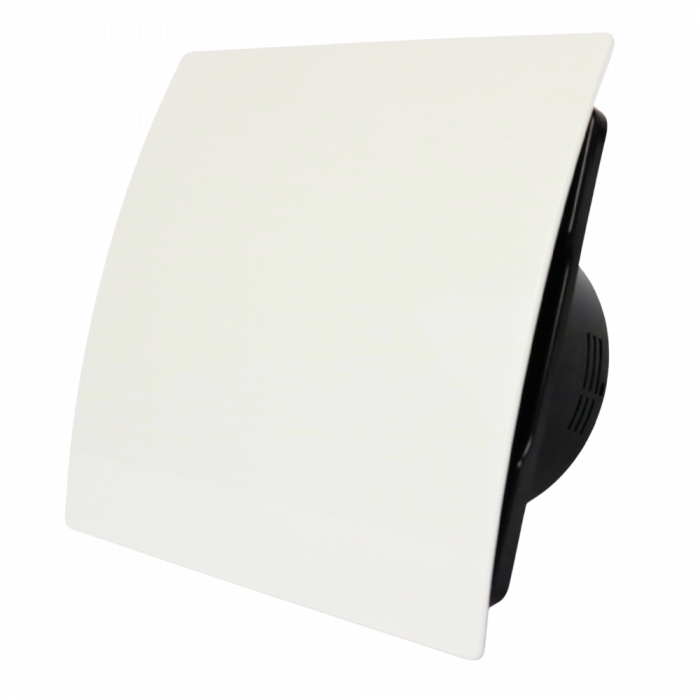 Whisper Pro-Design Badezimmerlüfter - Ø125 mm - Ein/Aus – Gewölbtes Kunststoff – Weiß - schwarzer Ventilator Whisper Pro-Design Badezimmerlüfter - Ø125 mm - Ein/Aus – Gewölbtes Kunststoff – Weiß - schwarzer Ventilator