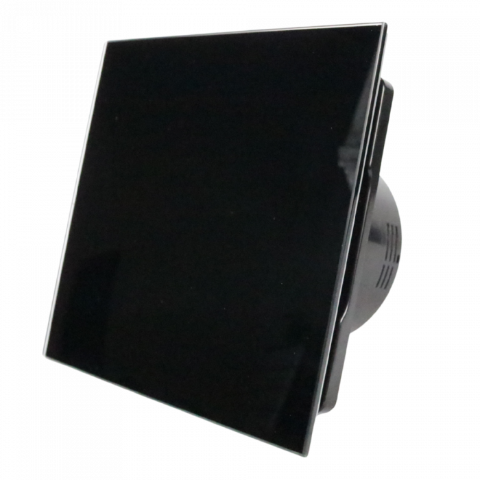 Whisper Pro-Design Badlüfter - Ø125mm - Ein/Aus - Flachglas - Schwarz glänzend - Schwarzer Ventilator Whisper Pro-Design Badlüfter - Ø125mm - Ein/Aus - Flachglas - Schwarz glänzend - Schwarzer Ventilator