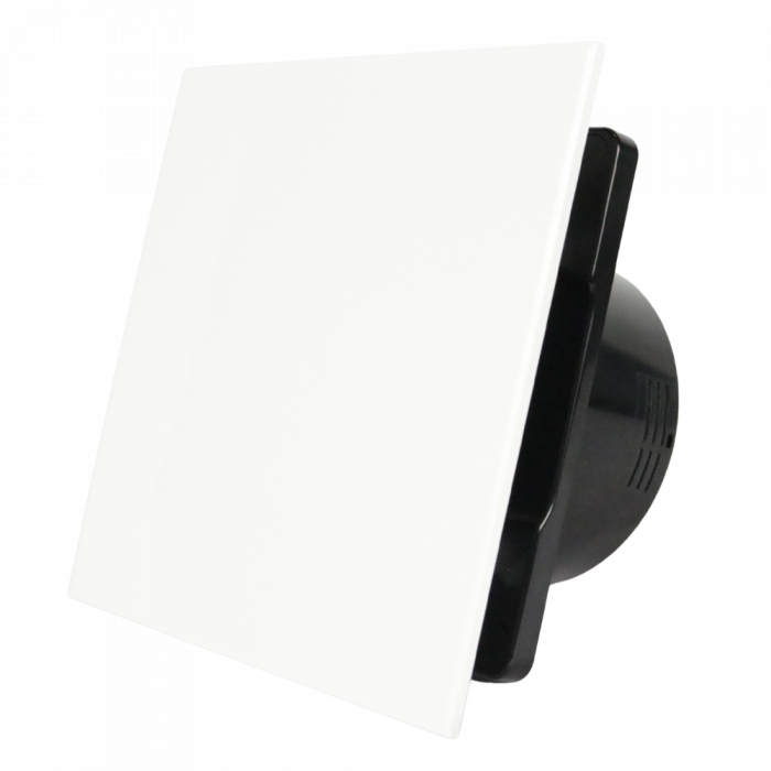 Whisper Pro-Design Badezimmerlüfter - Ø125 mm - Ein/Aus – flacher Kunststoff – Weiß - schwarzer Ventilator