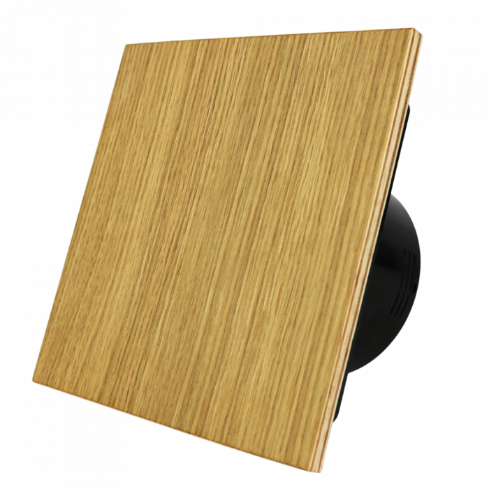 Whisper Pro-Design Badlüfter – mit Nachlauf – Ø 125 mm - Flacher Holz - Schwarzer Ventilator