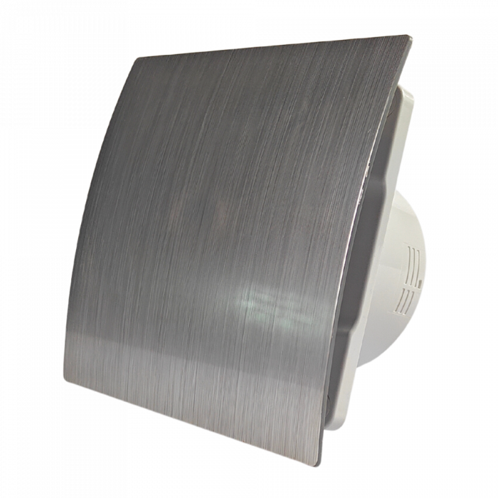 Whisper Pro-Design Badlüfter – mit Nachlauf + Feuchtigkeitssensor – Ø 125 mm  – Kunststoff – Silber