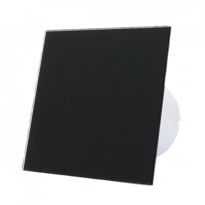 Whisper Pro-Design Badezimmerlüfter - Ø125mm – mit Nachlauf - flaches GLAS - matt Schwarz