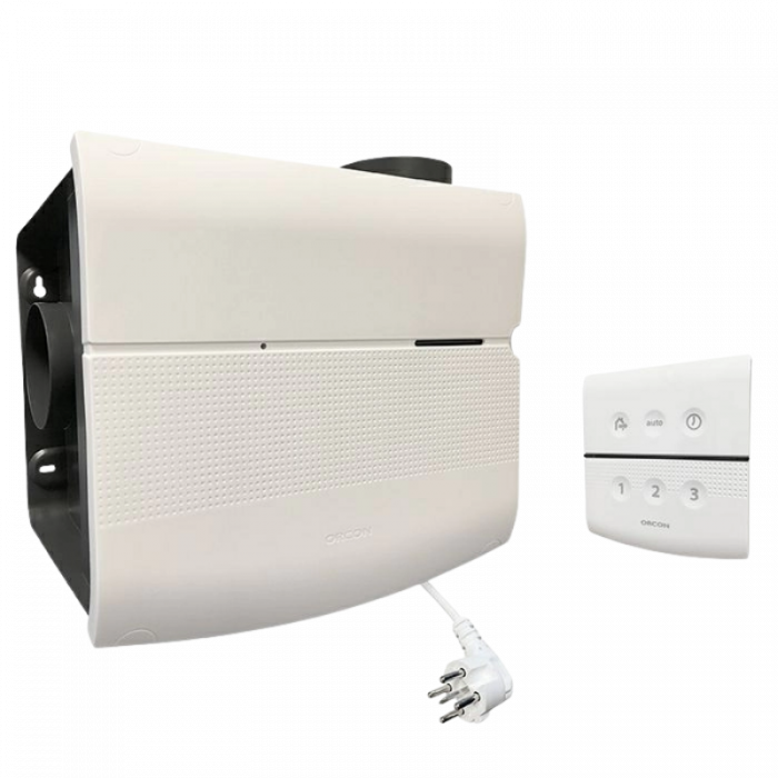Orcon MVS-15RHBP Wohnraumventilator - 550 m3/h - Perilex - mit eingebautem Feuchtigkeitssensor - mit RF-Fernbedienung