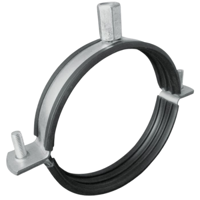 Lüftungsschelle für Wickelfalzrohr Ø 100 mm mit Gummieinlage Lüftungsschelle für Wickelfalzrohr Ø 100 mm mit Gummieinlage